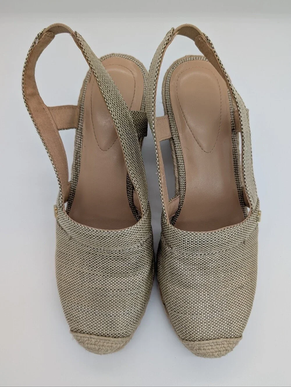 Lauren Ralph Lauren Penelopie Slingback Wedge Heel Espadrille Beige Gold US 9B
